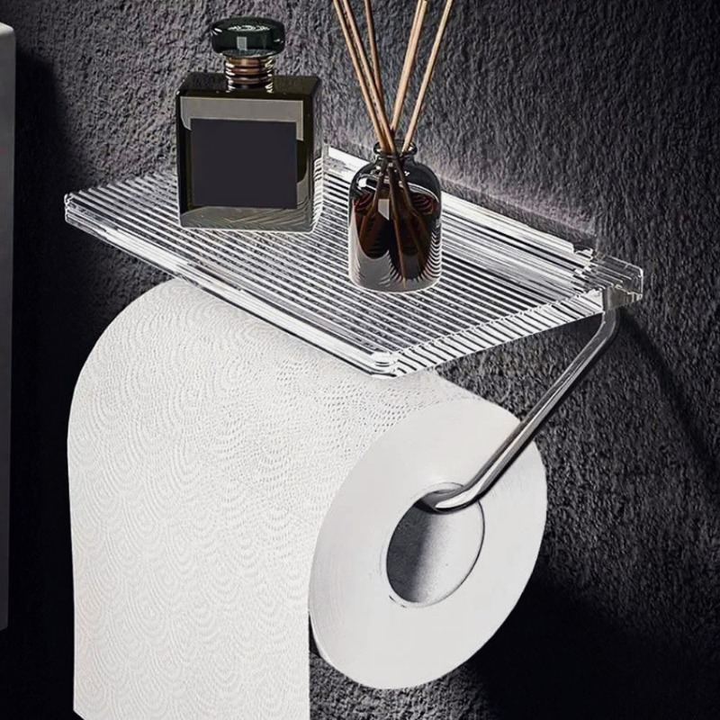 Gold Luxury Toilet Paper Holder Bathroom WallMounted Tissue Hanger PunchFree Acrylic Roll Paper Hol 4