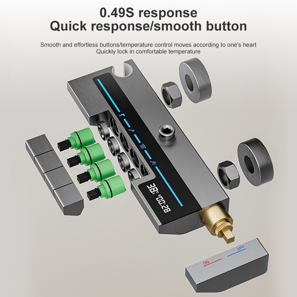 Gray Shower System Set, Space Aluminum Shower Set, Digital Display, Piano Button, Ambient Light, Bathroom Faucets