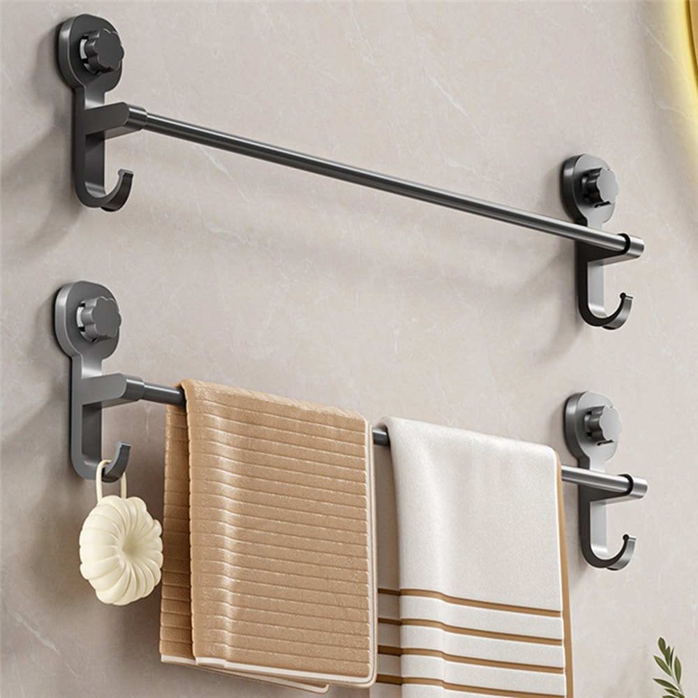 Punching-Free Bathroom Towel Rack, Wall-Hung Suction Cup Towel Rack, Telescopic Towel Bar Hook for Easy Installation