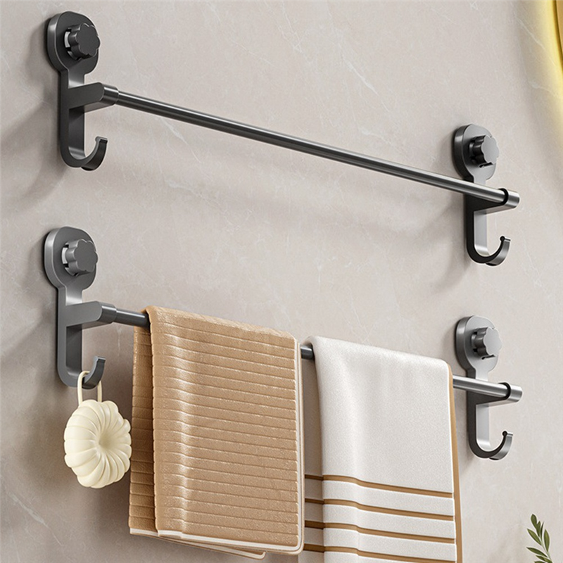 Punching-Free Bathroom Towel Rack, Wall-Hung Suction Cup Towel Rack, Telescopic Towel Bar Hook for Easy Installation