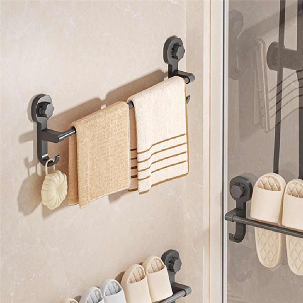 Punching-Free Bathroom Towel Rack, Wall-Hung Suction Cup Towel Rack, Telescopic Towel Bar Hook for Easy Installation