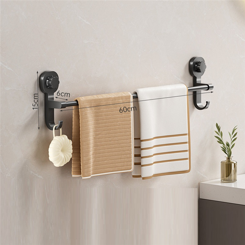 Punching-Free Bathroom Towel Rack, Wall-Hung Suction Cup Towel Rack, Telescopic Towel Bar Hook for Easy Installation