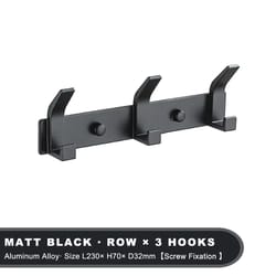 aluminium black modern hanging hooks for wall, bathroom towel holder, door clothe hanger, wall mounted coat rack