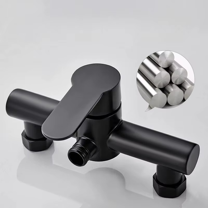 Stainless Steel Wall Mounted Triple Tub Faucet Hot And Cold Water Mixing Valve For Bathroom 4