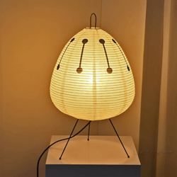 Japanese Akari Wabi-sabi Table Lamp: Printed Rice Paper