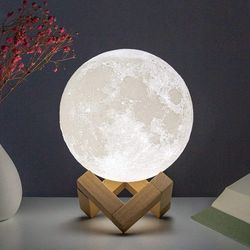 8cm Moon Lamp LED Night Light with Stand - Bedroom Decor & Kids Gift