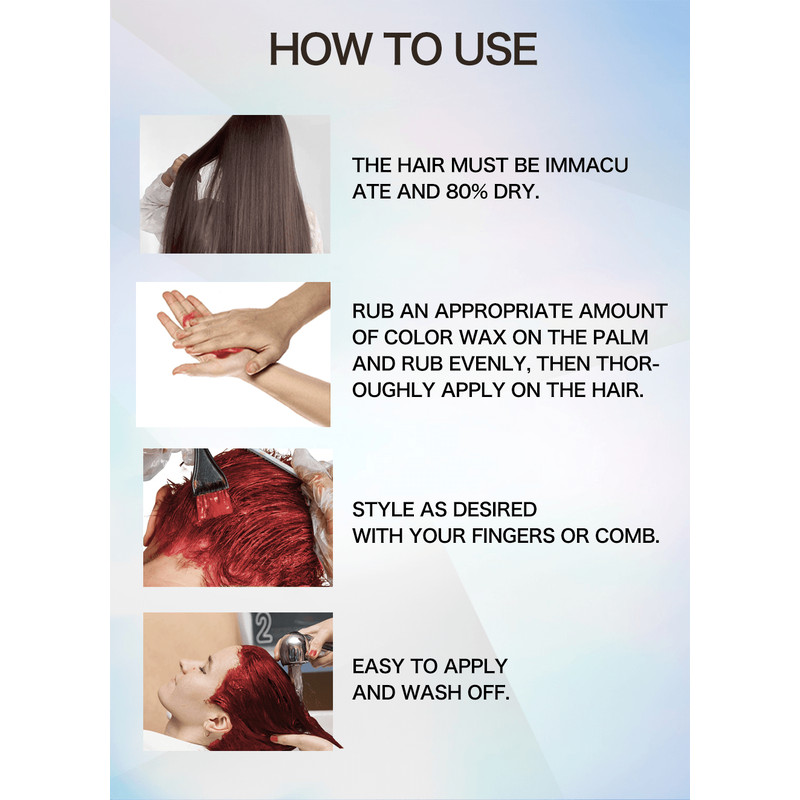 Temporary Hair Color Wax Easy to Wash DIY Hair Dye for Beards Eyebrows Styling Dyed Mud