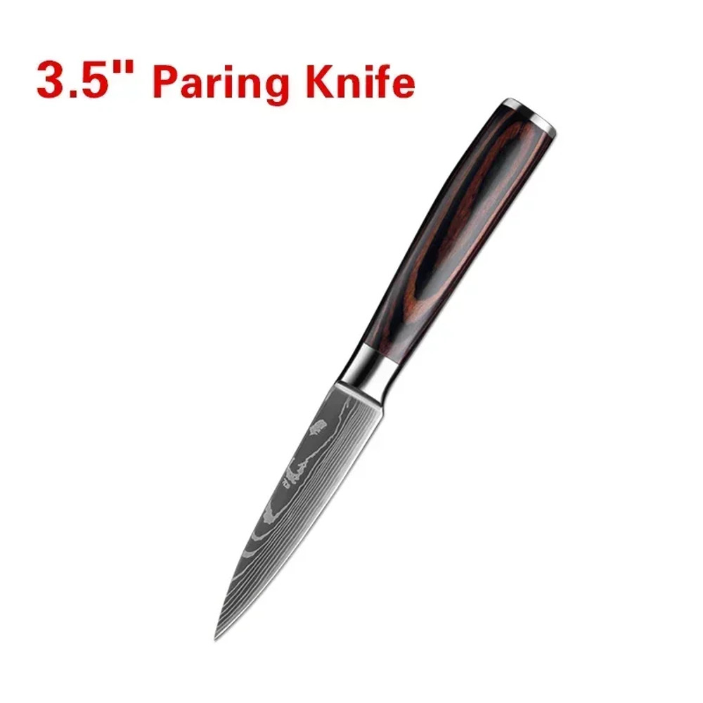 Laser Damascus Kitchen Knife Cleaver Meat Fruit Bread Knife Barbecue Boning Knife Cut Chicken Conve 9