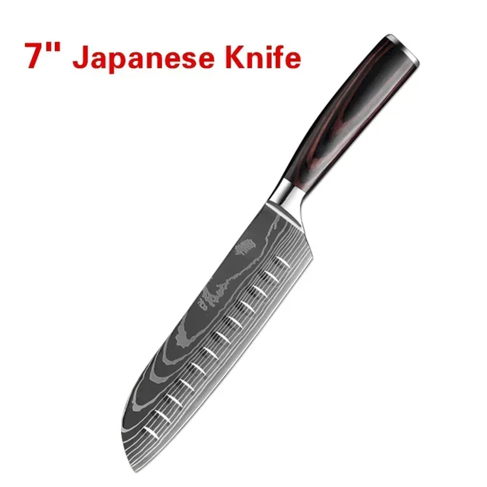 Laser Damascus Kitchen Knife Cleaver Meat Fruit Bread Knife Barbecue Boning Knife Cut Chicken Conve 14