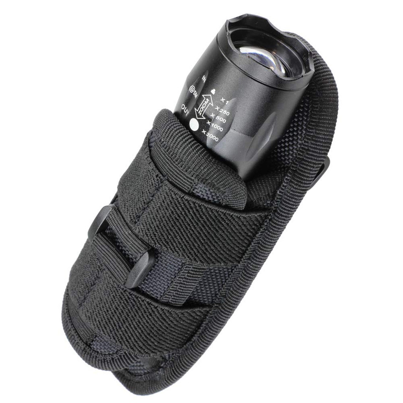 Tactical Flashlight Pouch with Rotatable Belt Clip Universal Holster for Torch Carry