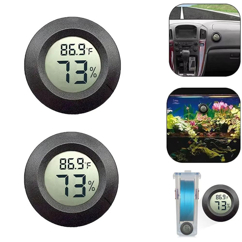 Mini Hygrometer Thermometer Round Digital LCD Monitor For Indoor Room Fahrenheit Celsius Humidity 1