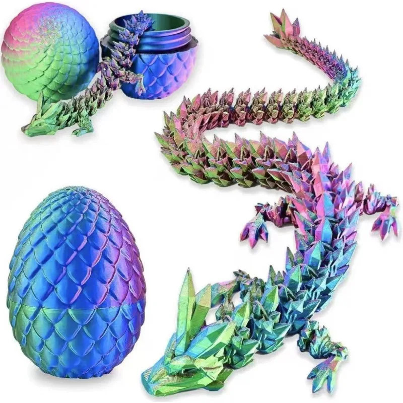 3D Printed Dragon Egg Full Articulated Dragon Model Movable Rotatable Desktop Ornament Kid Toy 1