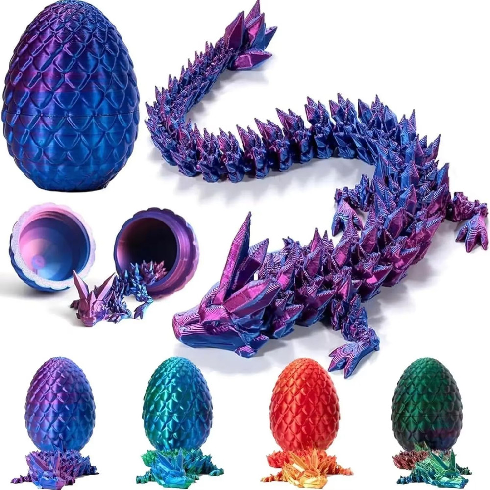 3D Printed Dragon Egg Full Articulated Dragon Model Movable Rotatable Desktop Ornament Kid Toy 16