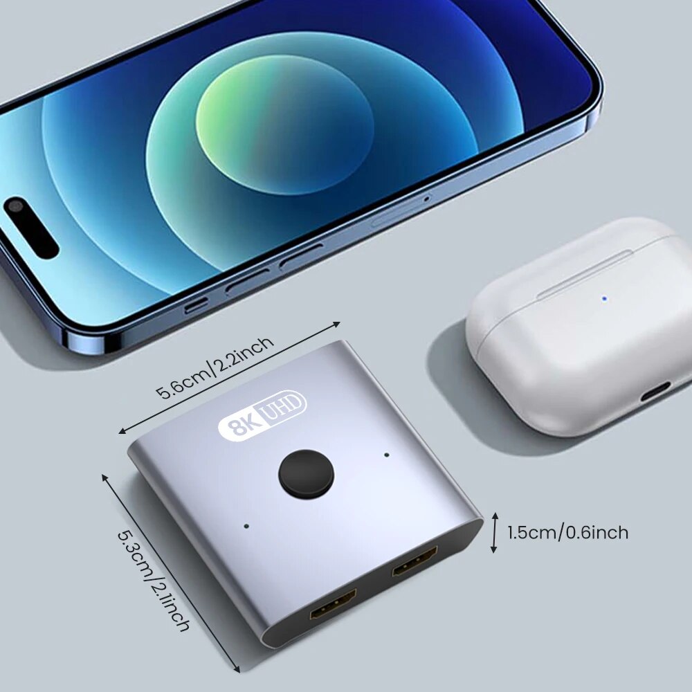 HDMI 21 BiDirectional Switcher 8K 60Hz 4K 120Hz Splitter 2 Input 1 Output 48Gbps Ultra HD Hub For P 5