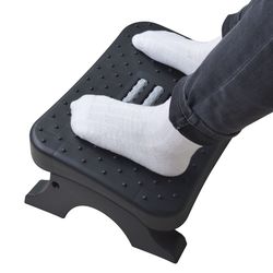 ergonomic under desk footrest with massage rollers, pain relief leg rest for home office posture correction