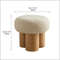 Modern Small Round Ottoman Stool Teddy Fabric Footrest with NonSkid Legs for Desk Couch or Bedro
