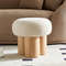 Modern Small Round Ottoman Stool Teddy Fabric Footrest with NonSkid Legs for Desk Couch or Bedro