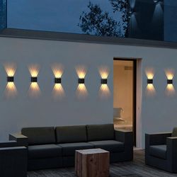 waterproof solar led wall light, outdoor dusk to dawn lighting for porch, yard, and camping