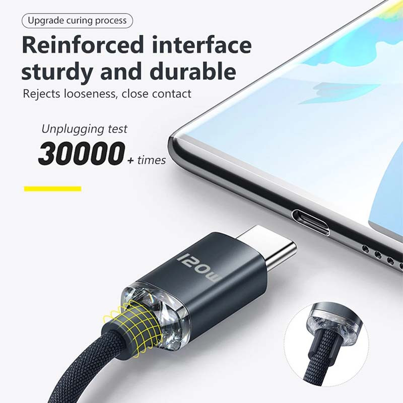 120W USB TypeC Fast Charging Cable HighSpeed Data Cord for iPhone 15 Pro Max Samsung Xiaomi Hu