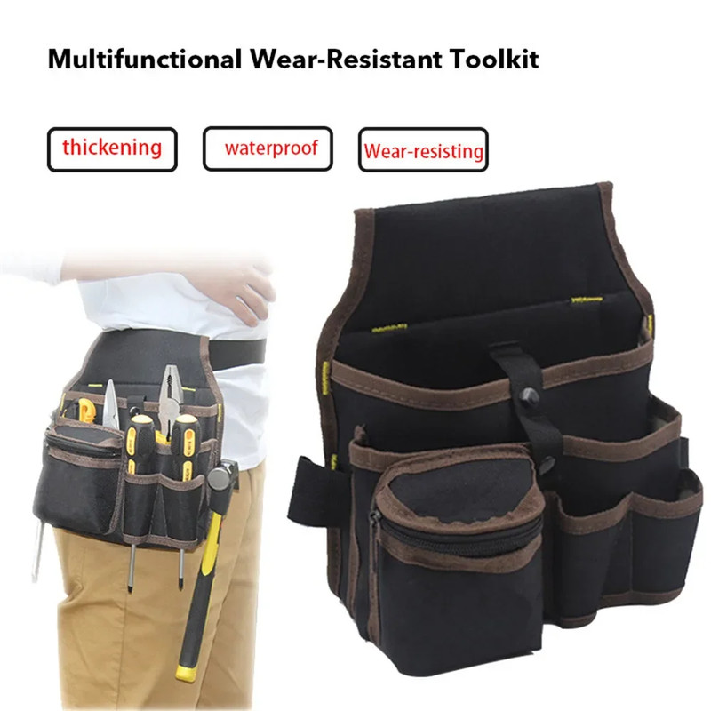 HeavyDuty Electrician Tool Storage Pouch Multifunctional Waist Belt Bag For Hardware Wrench  Drill  8