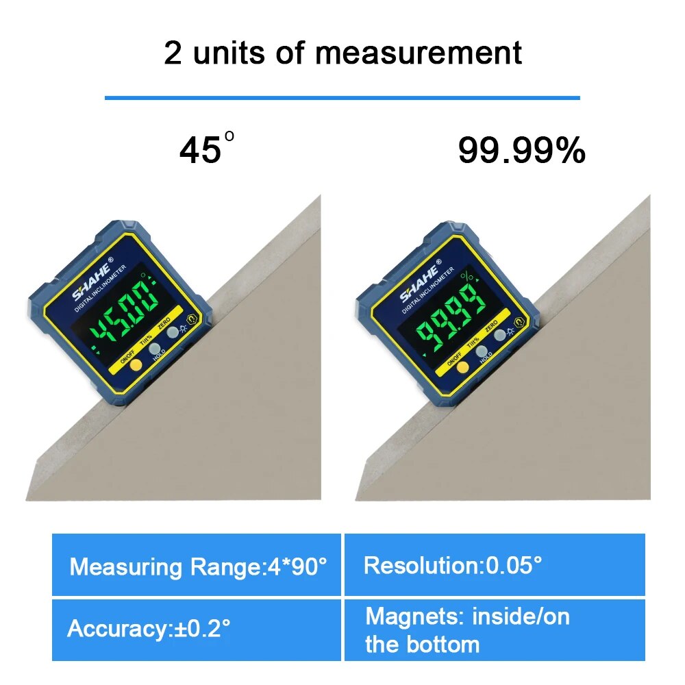 Magnetic Digital Angle Finder Protractor Inclinometer Level Cube With Backlight 2