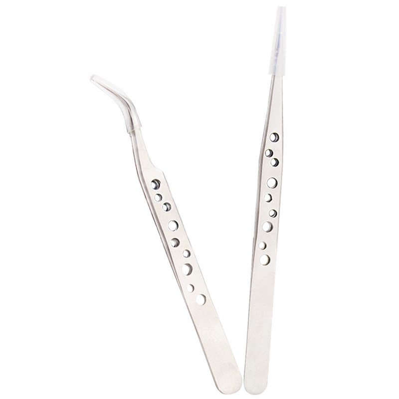 Electronics Industrial Precision Tweezers AntiStatic Stainless Steel Curved  Straight Tip Forceps F 1