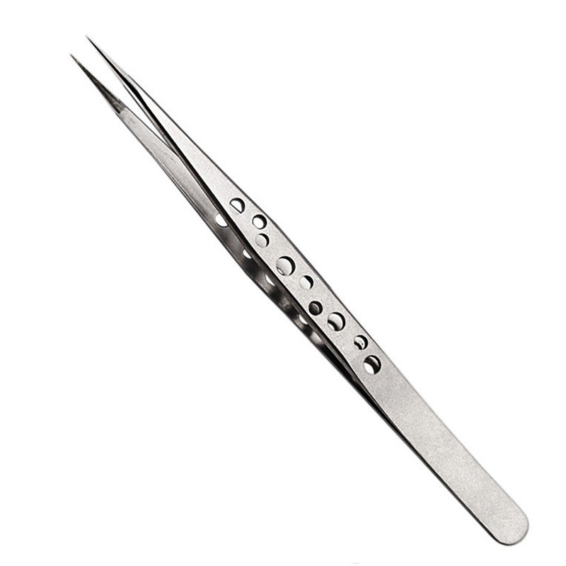 Electronics Industrial Precision Tweezers AntiStatic Stainless Steel Curved  Straight Tip Forceps F 5