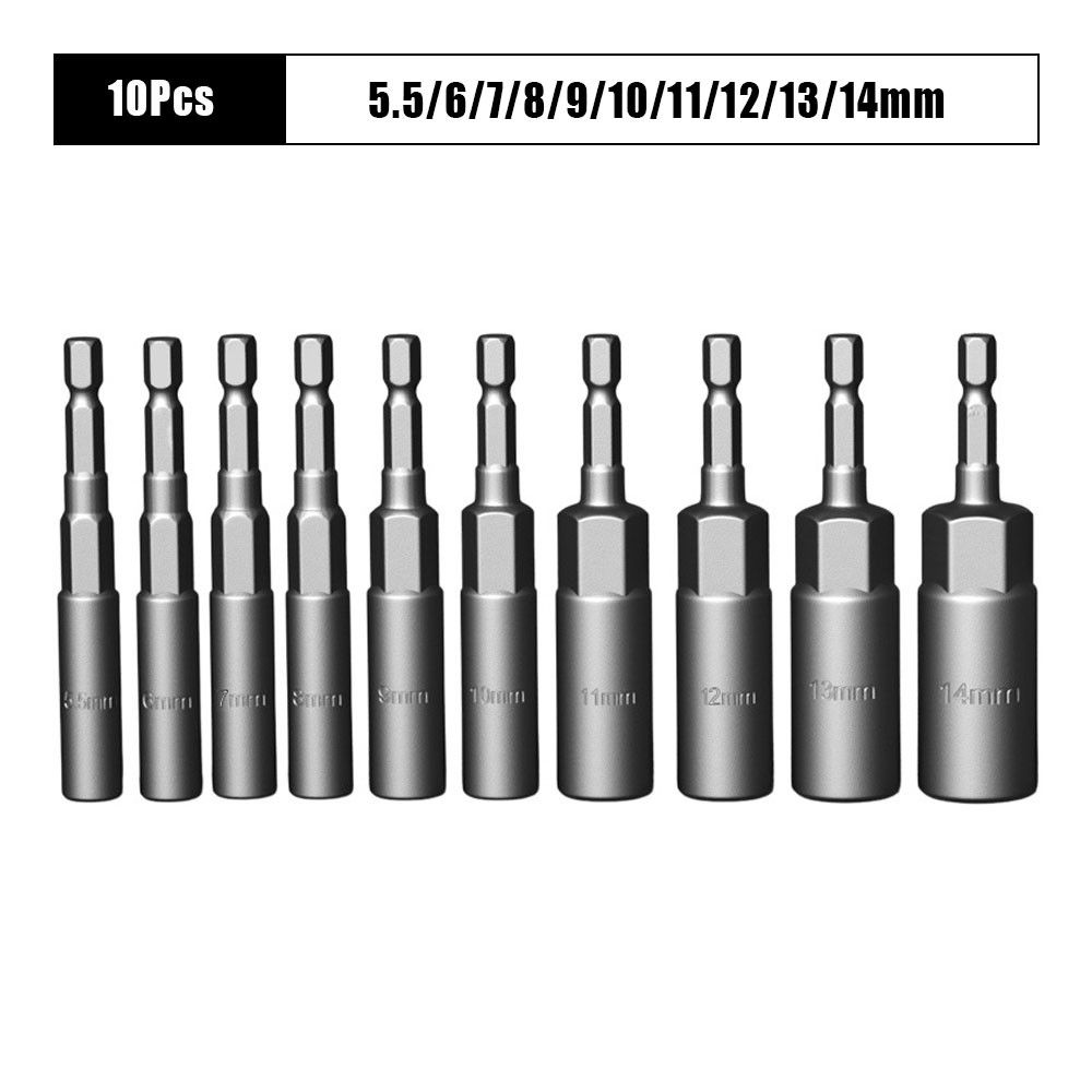 Lengthened Deep Impact Socket Adapter Set 5519mm 14 Hex Power Nut Driver Tool Kit 4