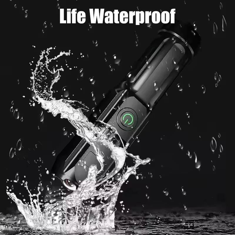 Rechargeable LED Camping Torch Flashlight High Power USB Spotlight With Zoom Lantern Waterproof Bui 4
