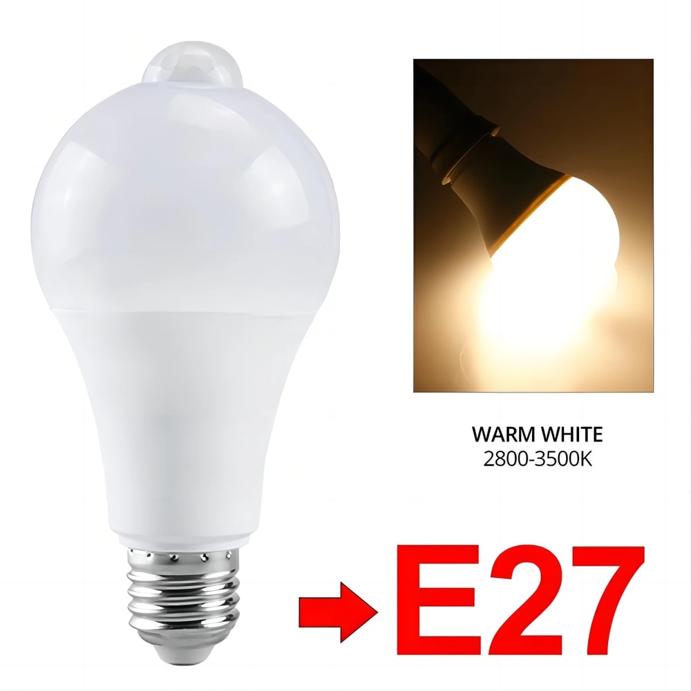 12W Smart LED Bulb With PIR Motion Sensor Movement Detector Works In Dark Dusk To Dawn Security Li 8