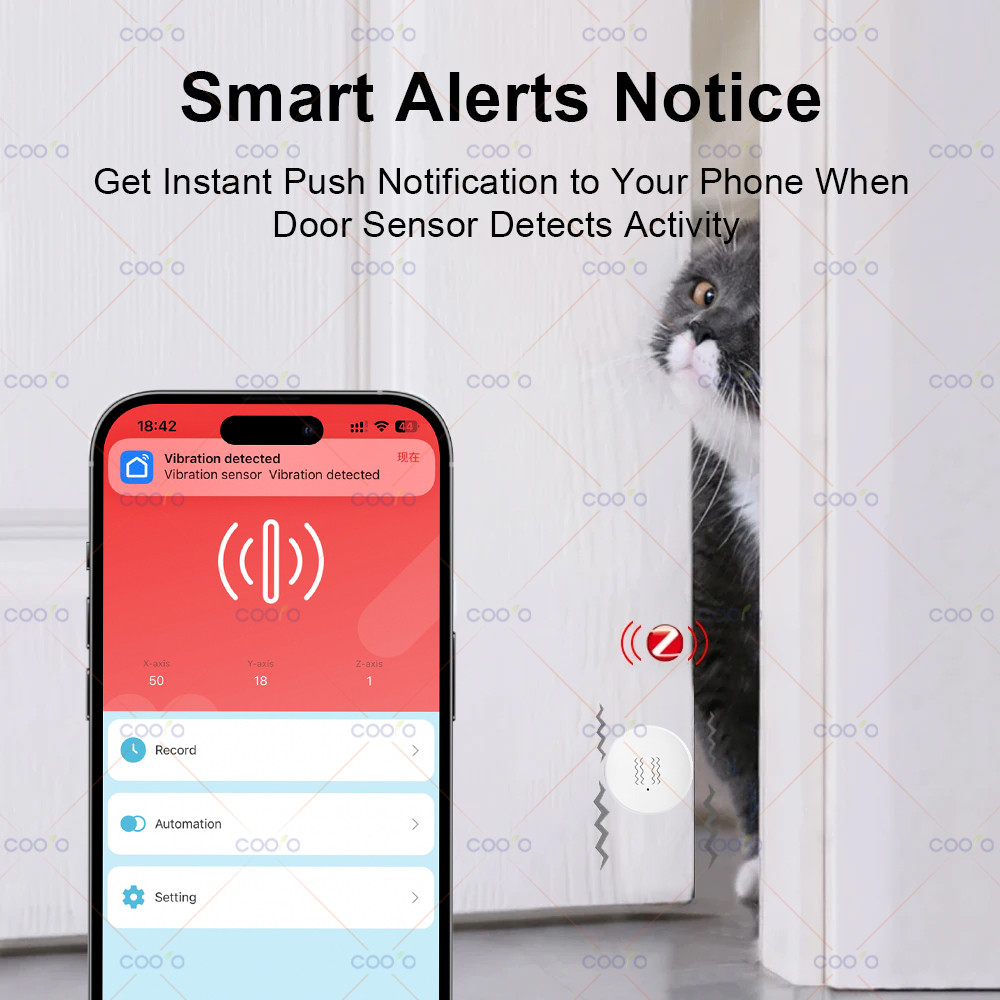 Smart Vibration Sensor With Tilt Detection RealTime XYZ Axis Monitoring SmartLife App Notification 3