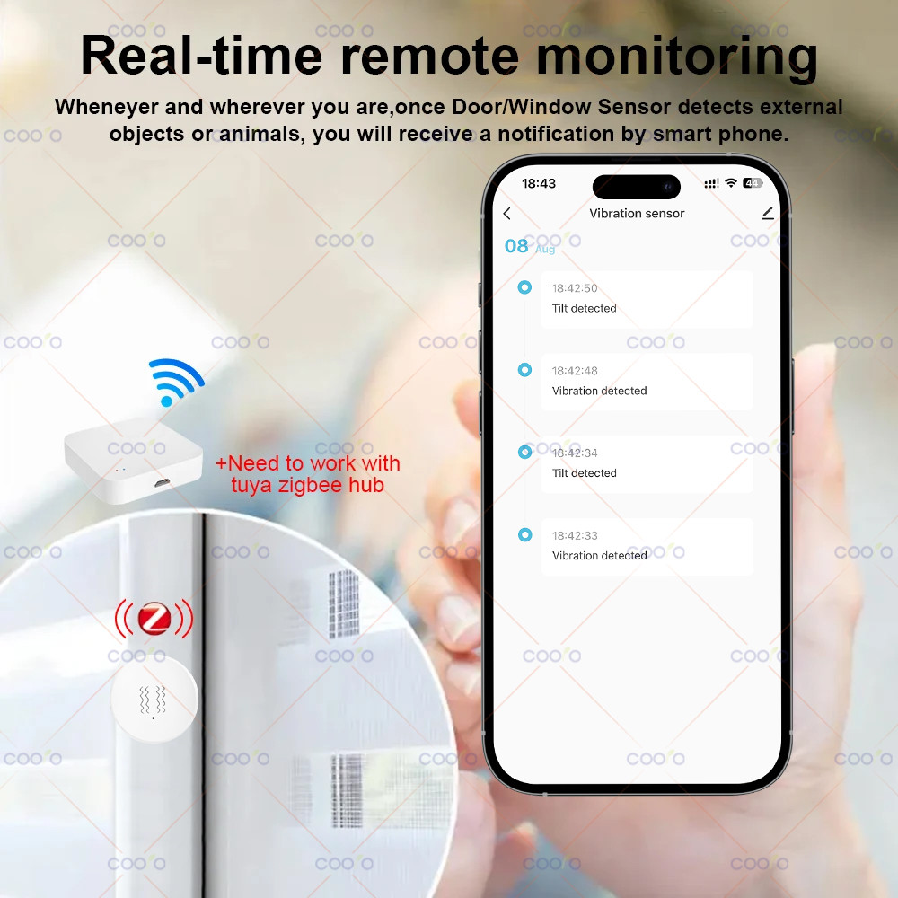 Smart Vibration Sensor With Tilt Detection RealTime XYZ Axis Monitoring SmartLife App Notification 4