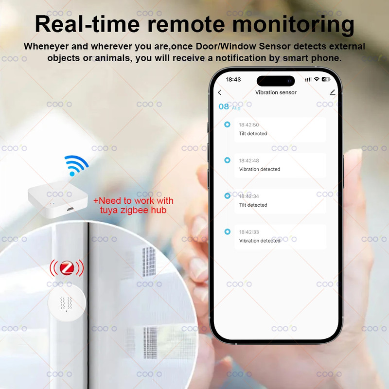 Smart Vibration Sensor With Tilt Detection RealTime XYZ Axis Monitoring SmartLife App Notification 4
