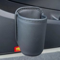 leather car door cup holder organizer – automotive drink rack storage bin for back seat – universal interior accessories