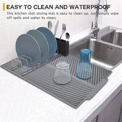 1pc silicone drain pad drying mat – non-slip kitchen dish drain mat, anti-scald coaster for tableware and pots
