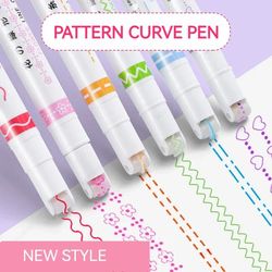 flower line shape highlighter pen roller tip curve liner marker kawaii korean stationery for school office note
