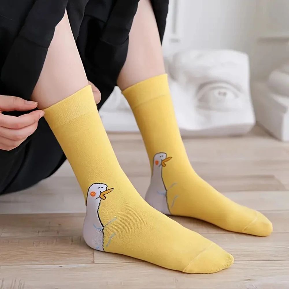 Cartoon Women Socks Funny Goose Design Soft Breathable Comfortable Cute Casual Fashionable  Versati 1