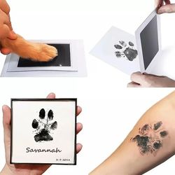 cat dog paw print ink kit pad, safe non-toxic inkless diy pet souvenir for clean & clear paw prints