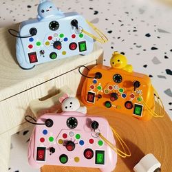 montessori busy board sensory toys with led light switch control, travel activity children game for toddlers
