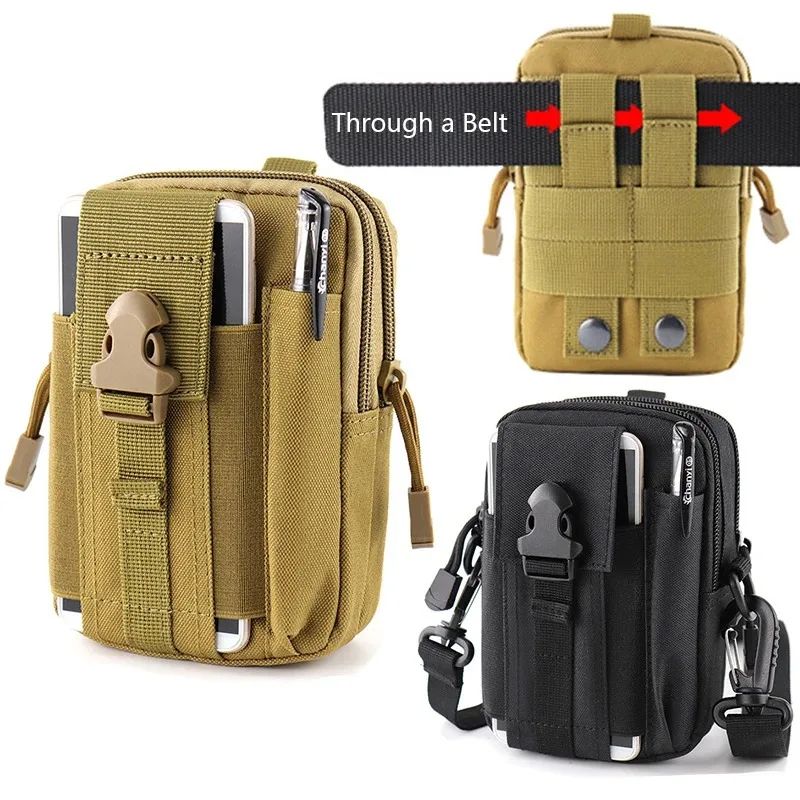 Men Small Waist Bag Multifunctional Waterproof Nylon Phone Pouch For Outdoor Hunting  Casual Use 0