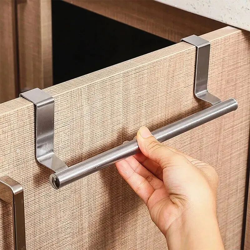 Stainless Steel Towel Rack Over Door Towel Bar Hanging Holder Bathroom  Kitchen Cabinet Rag Rack Fo 0