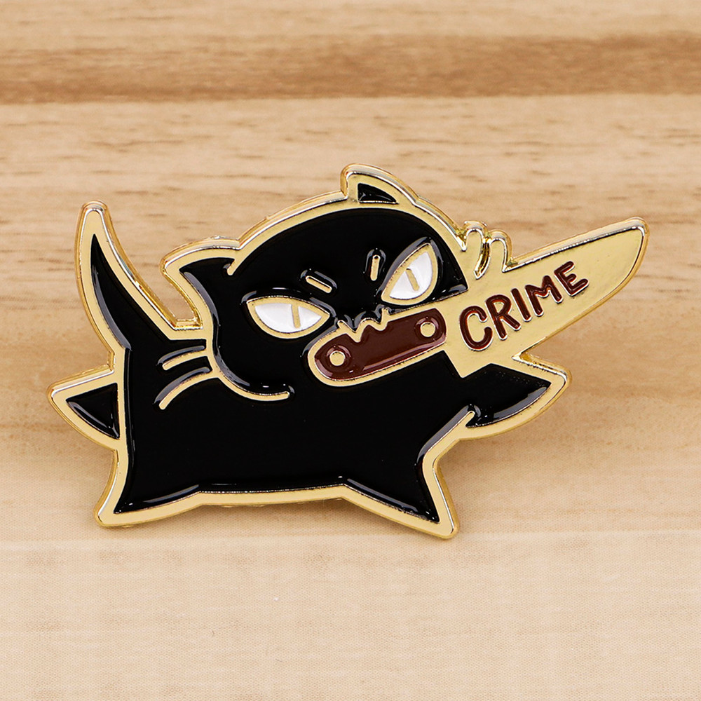 Funny Black Cat Enamel Pin Cute Animal Lapel Badge For Backpack Jacket Or Cosplay 1