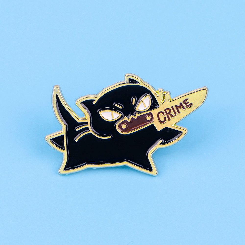 Funny Black Cat Enamel Pin Cute Animal Lapel Badge For Backpack Jacket Or Cosplay 2