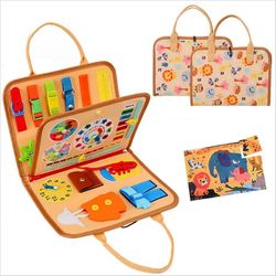 montessori busy board for toddlers, sensory educational toys for kids, preschool fine motor skills gifts