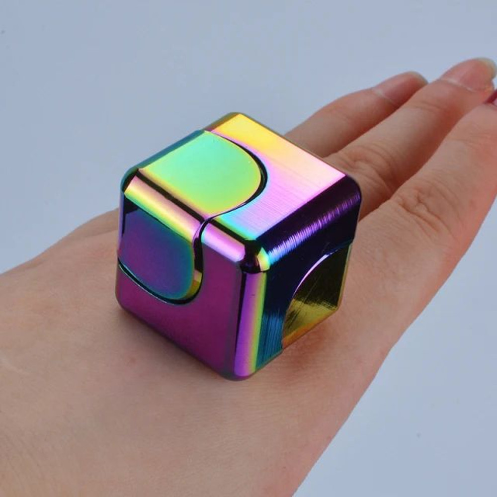 Square Decompression Spinning Top Dice Cube AntiAnxiety Hand Fidget Spinner Toy For Kids  Adults 0