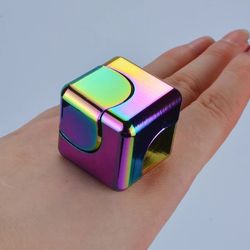 square decompression spinning top dice cube, anti-anxiety hand fidget spinner toy for kids & adults