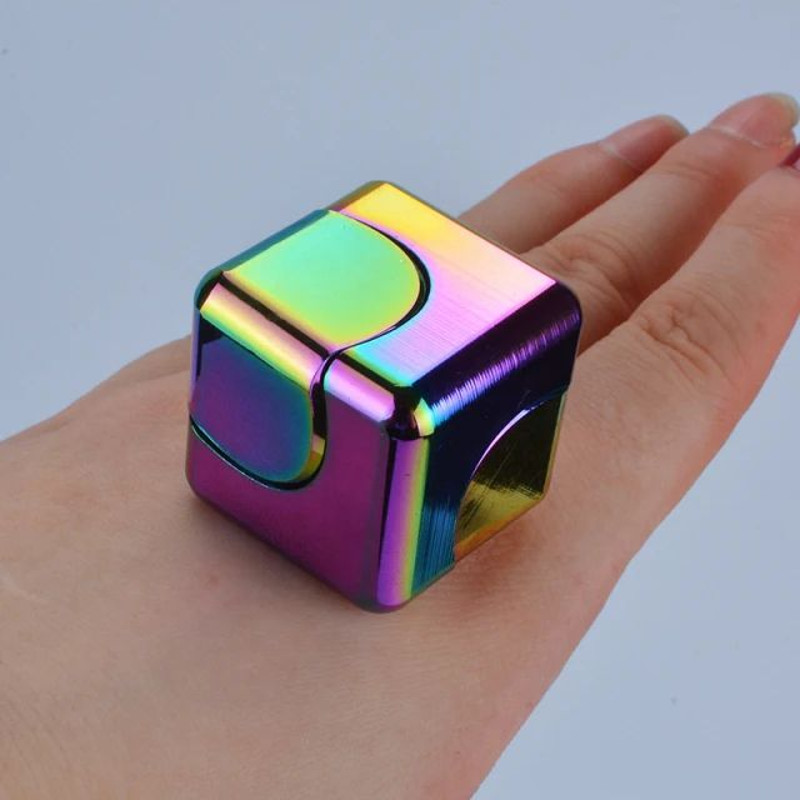 Square Decompression Spinning Top Dice Cube AntiAnxiety Hand Fidget Spinner Toy For Kids  Adults 0