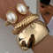 Smooth Heavy Metal Steampunk Bangle by Ingemark, Chunky Gold Arm Bracelet for Punk Hip Hop Fashion