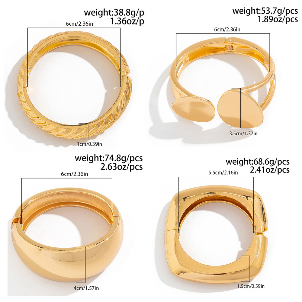 Smooth Heavy Metal Steampunk Bangle by Ingemark, Chunky Gold Arm Bracelet for Punk Hip Hop Fashion