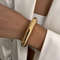 Smooth Heavy Metal Steampunk Bangle by Ingemark, Chunky Gold Arm Bracelet for Punk Hip Hop Fashion